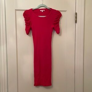 Sundry Orange Ruched Bodycon Midi Dress